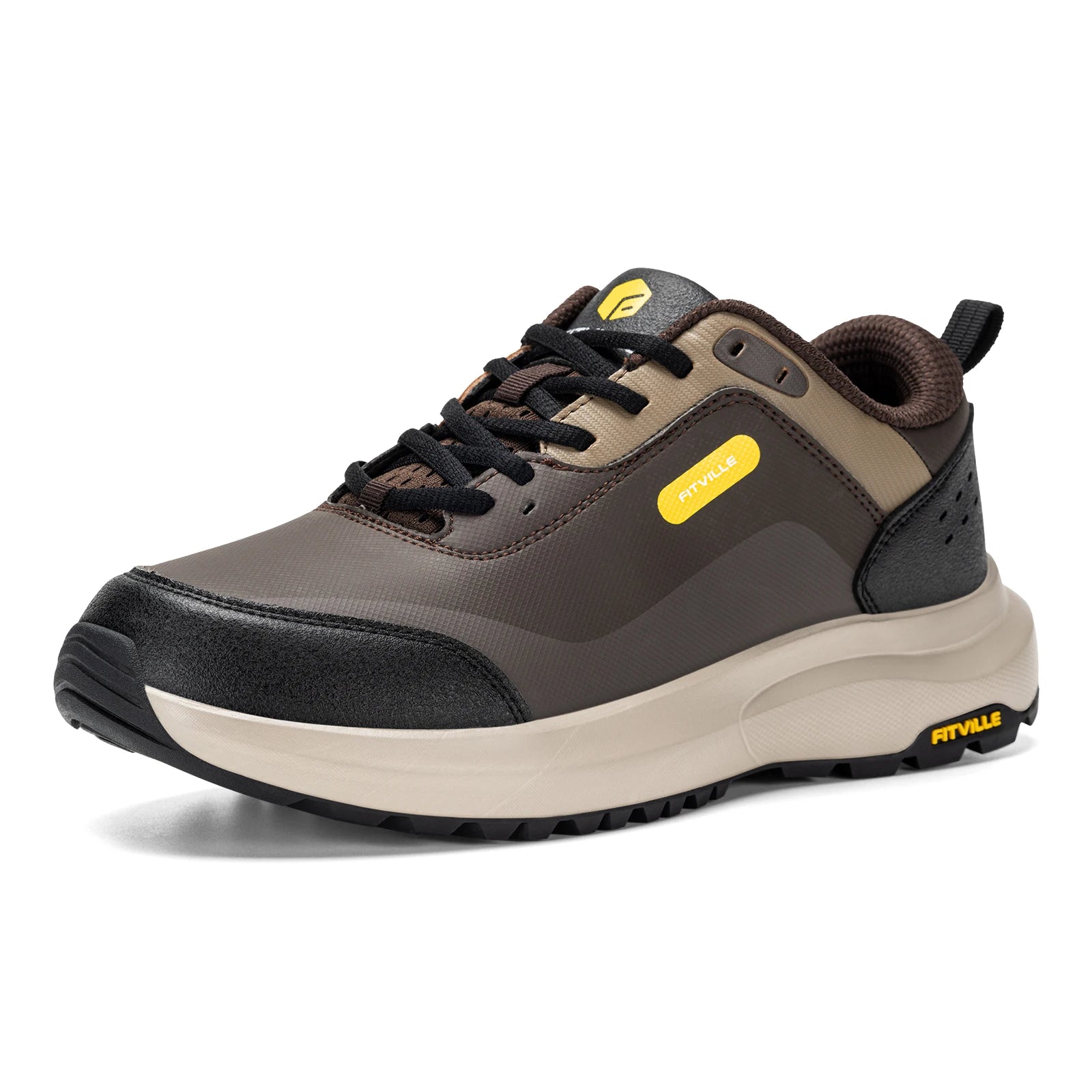 Fittington Hiking Shoes Extra Wide For Man Outdoor Walking Shoes Low-top Waterproof Work Shoes Toe with Arch Support for Heel