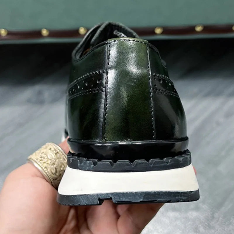 Spring Casual Shoes Men's Genuine Leather Anti-skid Sports Shoes Outdoor Walking Shoes Classic Pointed Breathable Leather Shoes