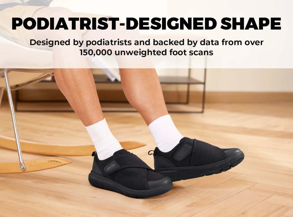 FitVille Men's Diabetic Shoes Extra Wide Slip-On Shoes for Swollen Feet Adjustable Walking Shoes for Elderly Foot Pain Relief