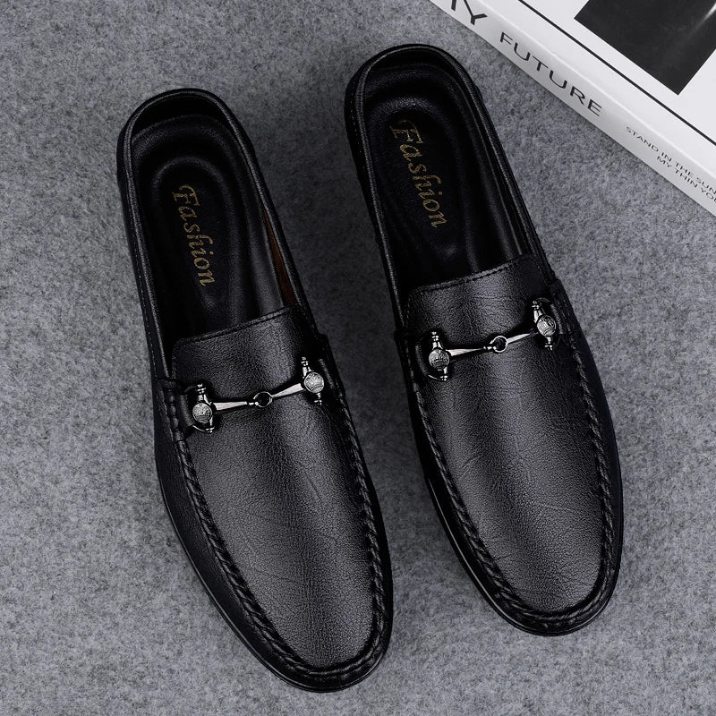 Elegantes Men Genuine Leather Loafers Non Slip Walking Shoes Breathable Outdoor Slip on Flats Casual Shoes Man Driving Moccasins