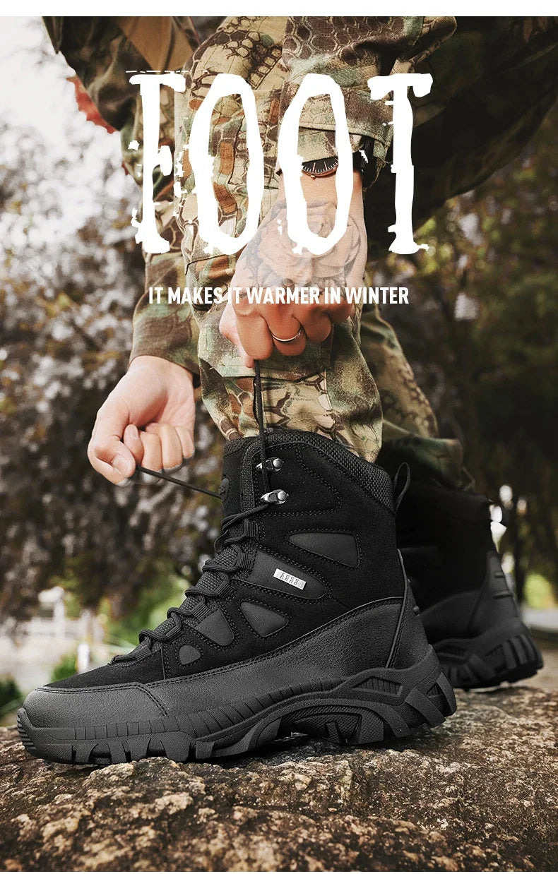 Men Tactical Boots Lace Up Military Army Boot Unisex Work Hiking Shoe Desert Waterproof Brand Climbing Shoe Male Ankle Size Plus