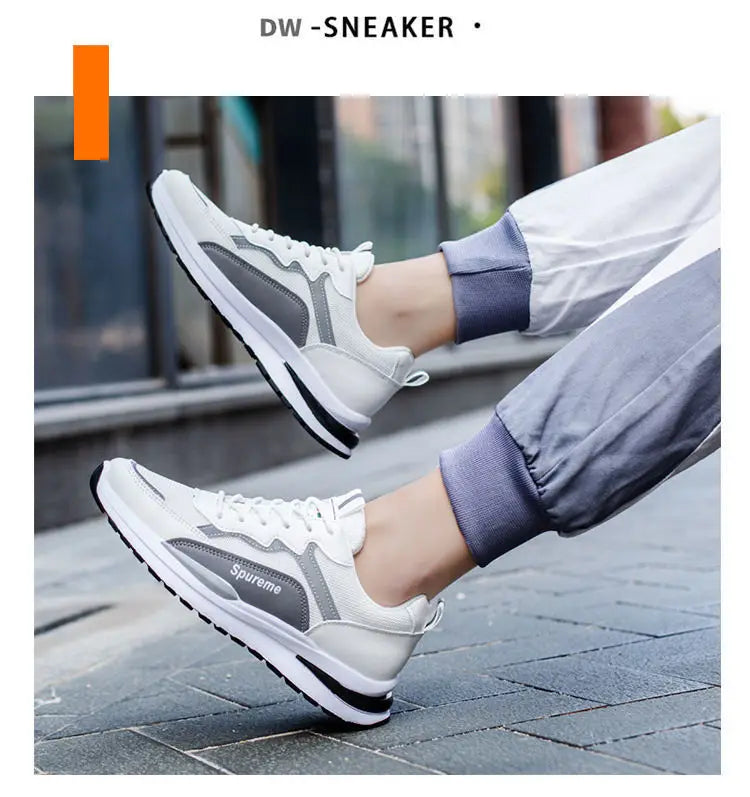 New Men's Breathable Low-Top Lace-Up Casual Shoes Comfortable Sports Shoes Lightweight PU Mesh Upgraded Version Fashionable