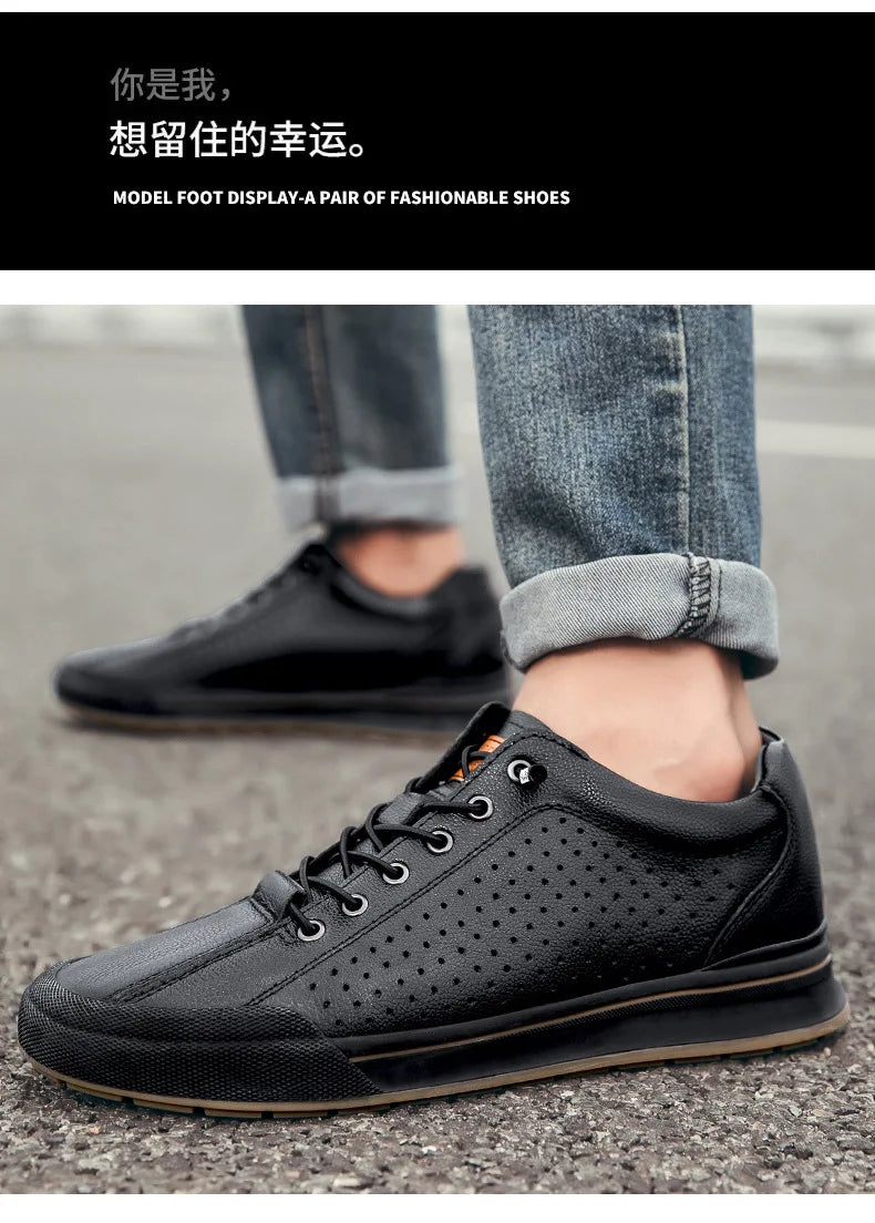 Genuine Leather Casual Shoes for Men 6CM Height Increase Sports Shoes High Quality Flats Shoes Male Brand Office Work Shoe