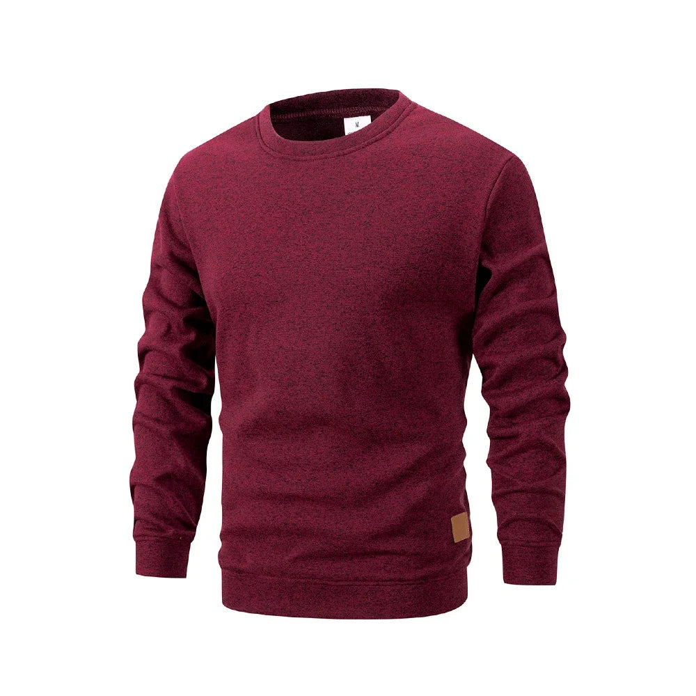 Men's Warm Crew Neck Sweatshirt Fleece Lined Thermal Pullover Autumn Winter Fashion Casual Sweater Loose Knit Long Sleeve Hoodie