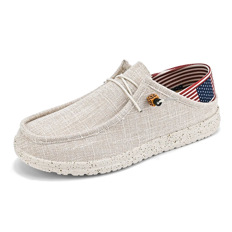 Men's Canvas Shoes Summer 2023 New Lightweight Breathable Soft Slip on Casual Shoes Fashion Beach Vacation Loafers Men Footwear