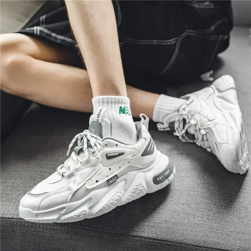 2025 Fashion and Comfortable Mesh Breathable Outsole Shoes Summer Hot Sale Mens Casual Shoes Thick Bottom Breathable Sneaker