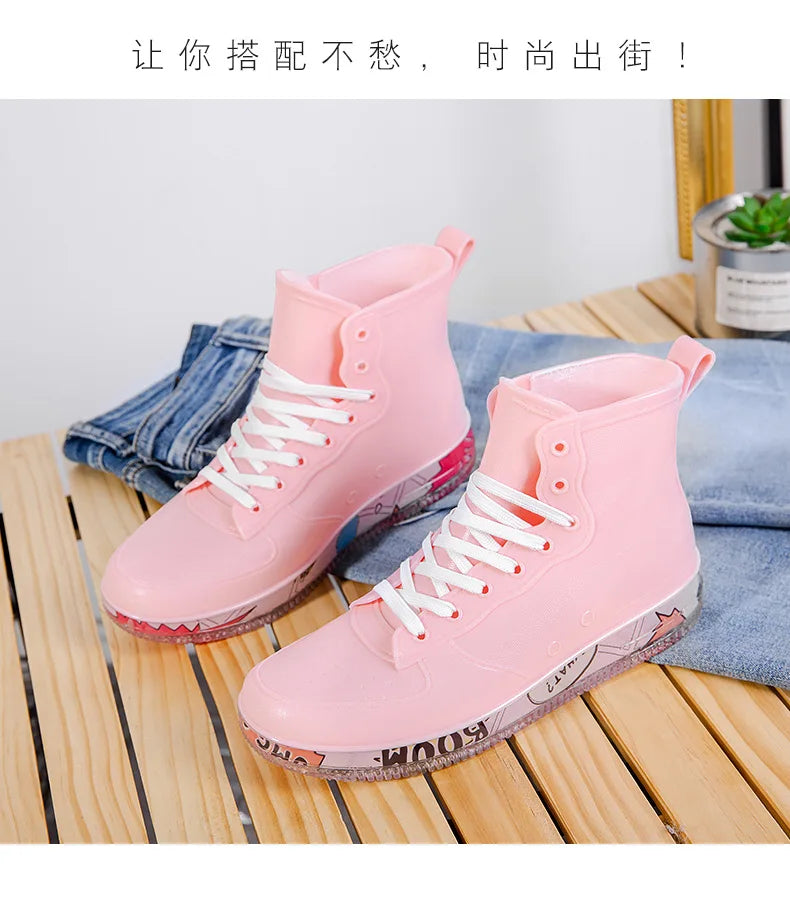Men Rain Boots Fashion Trendy Nude Boots Anti-skid Work Chef Shoes Durable Waterproof Rubber Fishing Shoes Male Sneakers 2023New