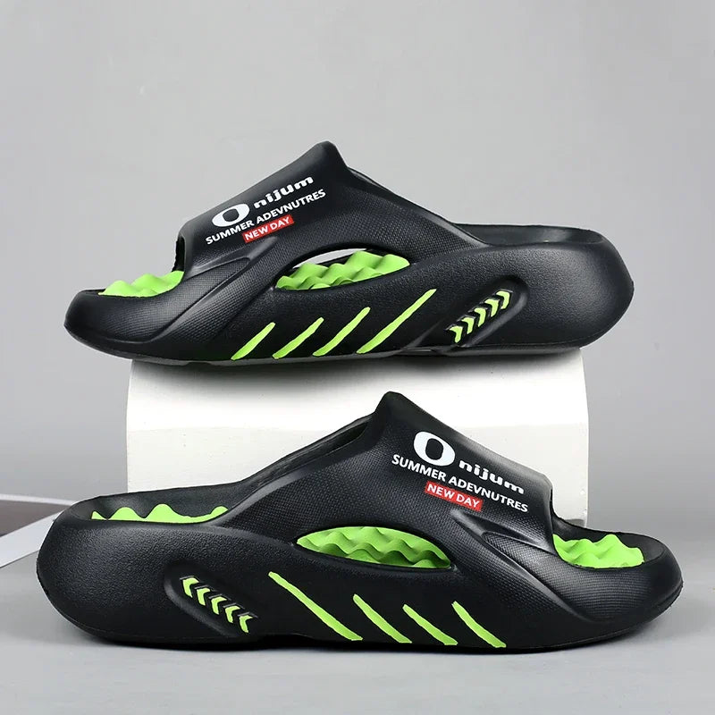 Men Slippers 2024 Summer New Platform Slides Sandals EVA Soft-sole Men Shoes Indoor Outdoor Walking Beach Shoes Flip Flops