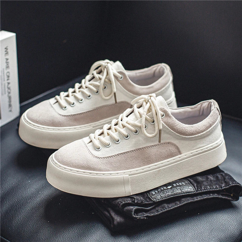 Korean Fashion Casual Canvas Sneakers Men Harajuku Platform Canvas Shoes Man Breathable Men's Vulcanized Shoes Zapatos De Lona