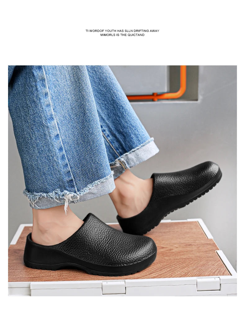 Couple Chef Shoes Four Seasons Waterproof  Anti slip Men's and Women's casual Business Work Shoes Fashion comfort Half EVA Shoes