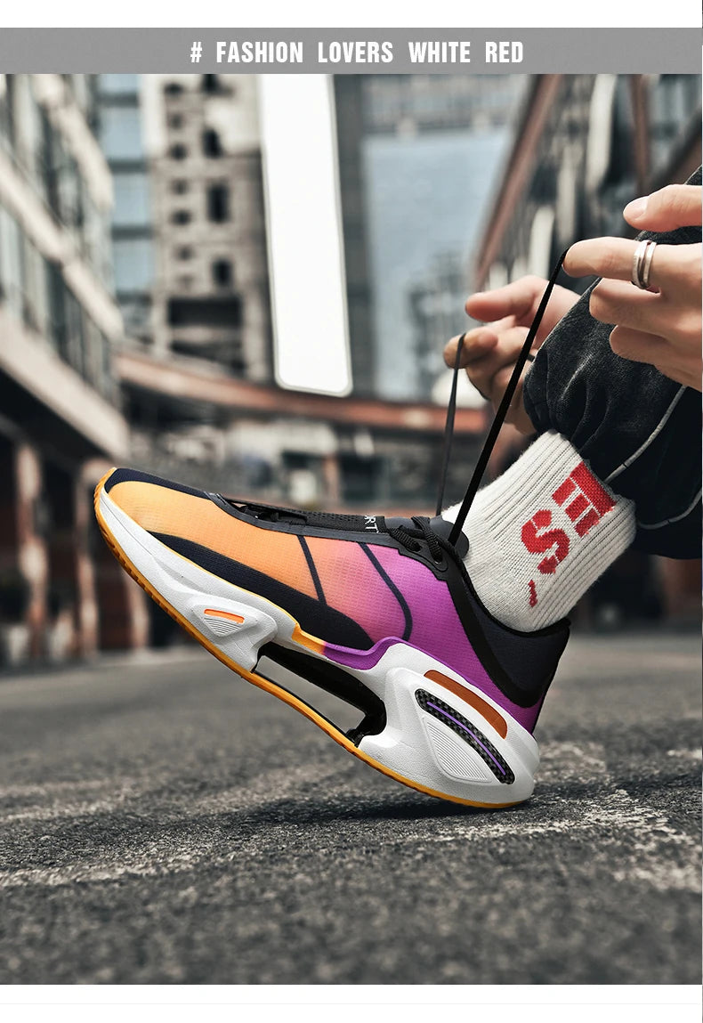 Men's Basketball Shoes Breathable Cushioning Non-Slip Wearable Runing Shoes Gym Training Athletic Basketball Sneakers for Women