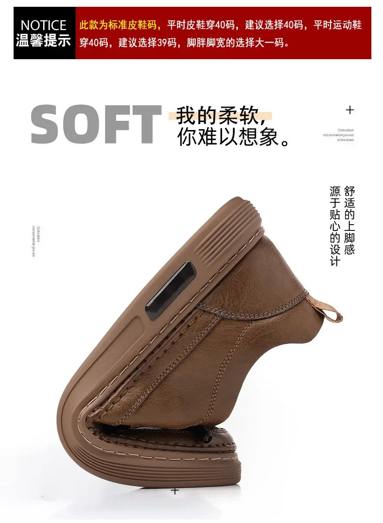 New Leather Shoes for Men Non-slip Sports Fashion Comfortable Sneakers Male Flat Slip-on Casual Brand Men's Casual