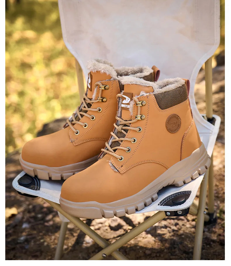 New 2024 Fashion Winter Velvet Work Safety Boots For Men Nail Proof Indestructible Waterproof Steel Toe Cap Male Sneakers