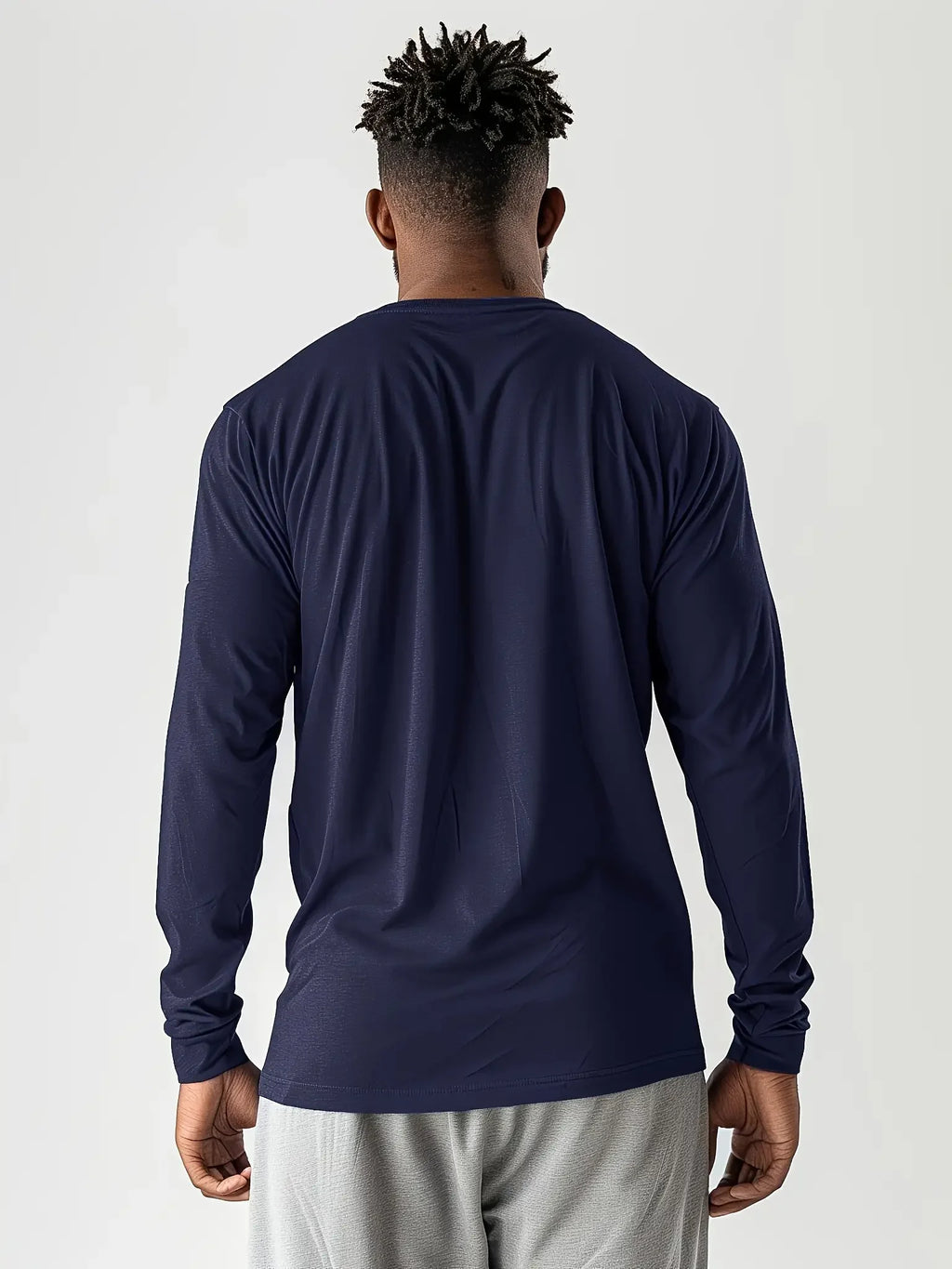 5-piece men's solid color round neck long sleeved T-shirt, versatile design, comfortable and fashionable