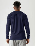 5-piece men's solid color round neck long sleeved T-shirt, versatile design, comfortable and fashionable