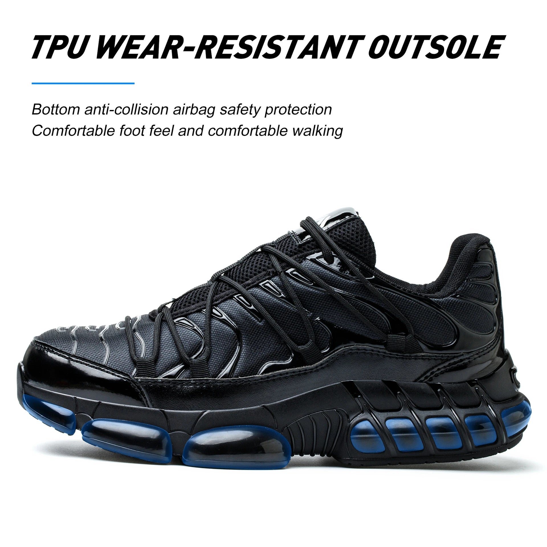 Air Cushion Safety Shoes Men Steel Toe Sneaker Puncture Proof Sport Work Shoes Man Safety Boots Black Male Work Boots Plus Size