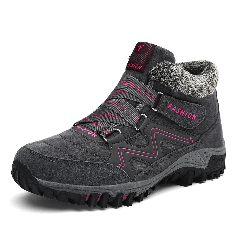 LUFUMA Leather Men Boots Winter with Fur 2022 Warm Snow Boots Men Winter Work Casual Shoes Sneakers High Top Rubber Ankle Boots