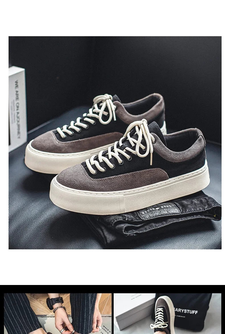 Korean Fashion Casual Canvas Sneakers Men Harajuku Platform Canvas Shoes Man Breathable Men's Vulcanized Shoes Zapatos De Lona