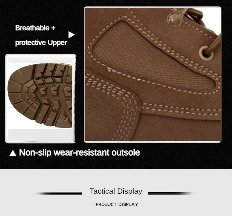 New Brand Leather Man Tactical Combat Boots Men Outdoor Hiking Desert Boots Breathable Male Ankle Boots