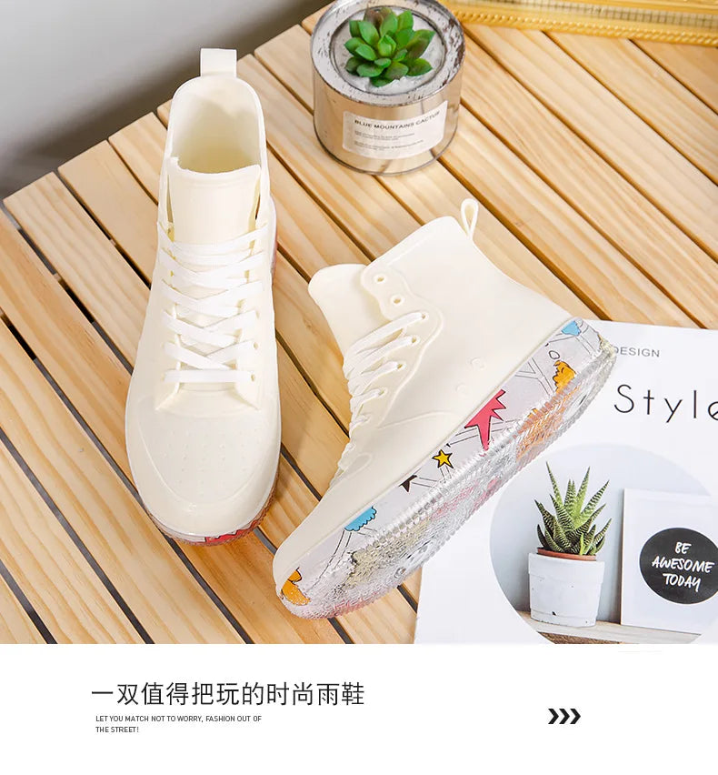 Men Rain Boots Fashion Trendy Nude Boots Anti-skid Work Chef Shoes Durable Waterproof Rubber Fishing Shoes Male Sneakers 2023New