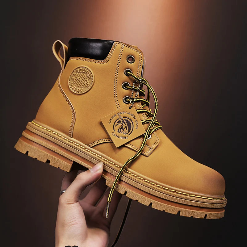 2026 Winter Ankle Boots Men's Boots Outdoor Yellow Boots Classic Design High Top Men Casual Shoes Botas Para Hombre