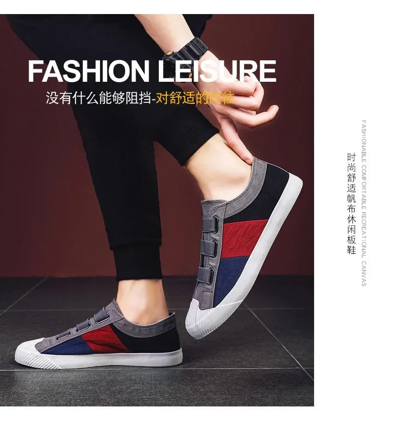 Fashion Men's Canvas Sneakers Casual Shoes Breathable Flat Buckle Loafers Shoes Summer Autumn Mens Designer Men Board Shoes