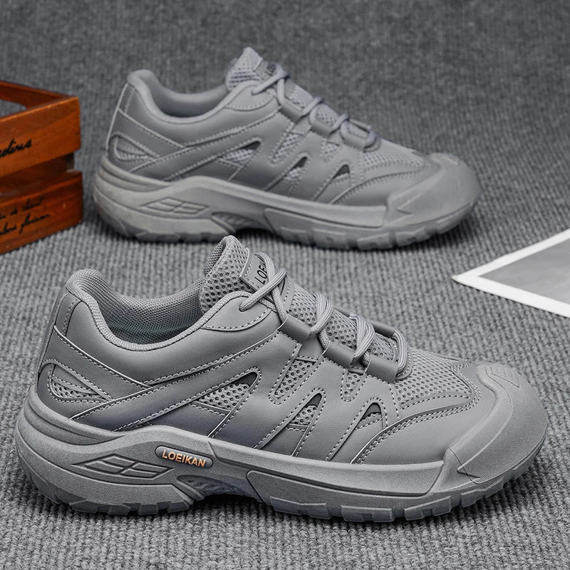 LOEIKAN Men's Breathable Hiking Shoes, Non-Slip Chunky Platform Sneakers