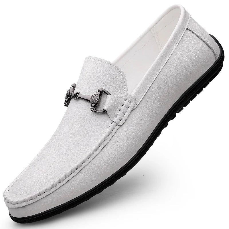 Elegantes Men Genuine Leather Loafers Non Slip Walking Shoes Breathable Outdoor Slip on Flats Casual Shoes Man Driving Moccasins