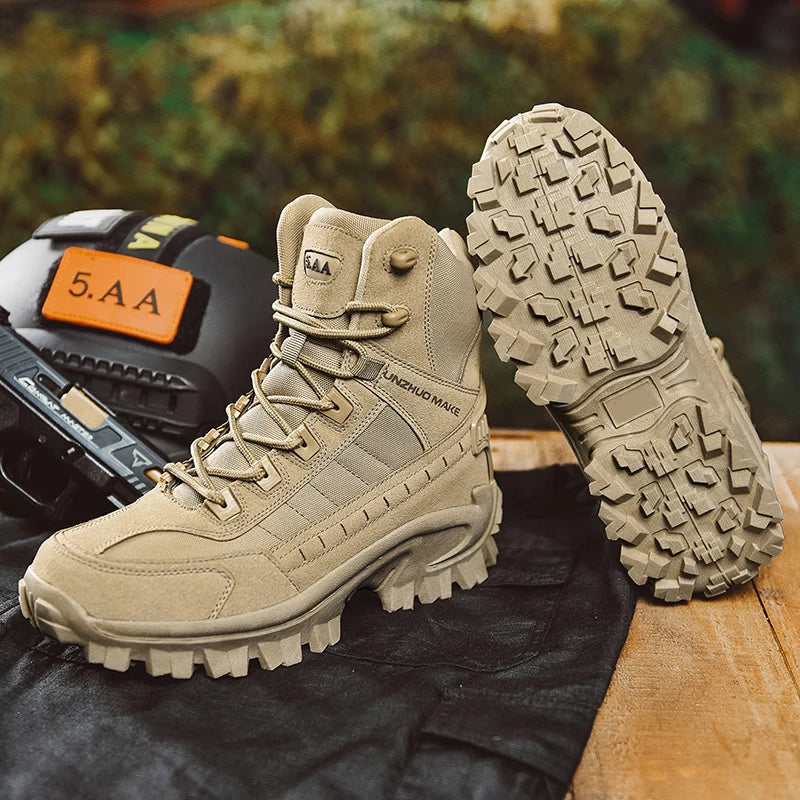 2024 New Winter Work boots Men's Desert Tactical Boots Outdoor Hiking Shoes Men's Leather Desert Combat Ankle Boots Plus Size