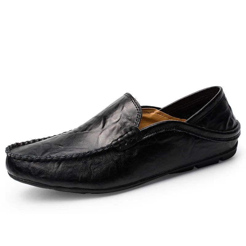 Men Loafers 2025 New Leather Shoes Men‘s Casual Shoes Moccasins Breathable Sneakers Men Driving Shoes Comfort Flats Plus Size 48