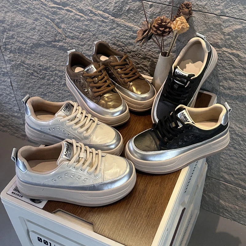 AIYUQI 2026 New Women's sneakers Shoes Flat Casual Women Skateboard Shoes Lace-Up Leopard Print female Dexterity Shoes