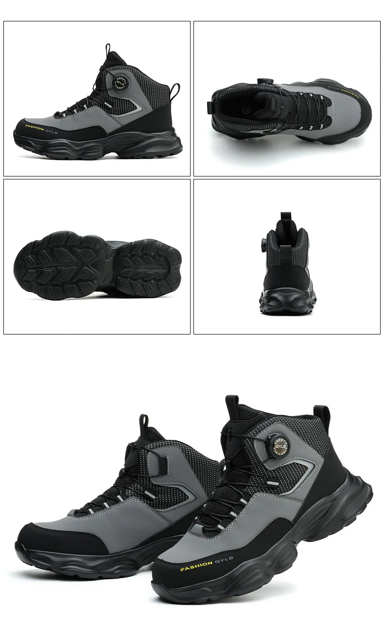 Rotating button Safety Shoes Men Boots work Sneakers Male Steel Toe shoes Protective Boots Puncture-Proof Indestructible shoes