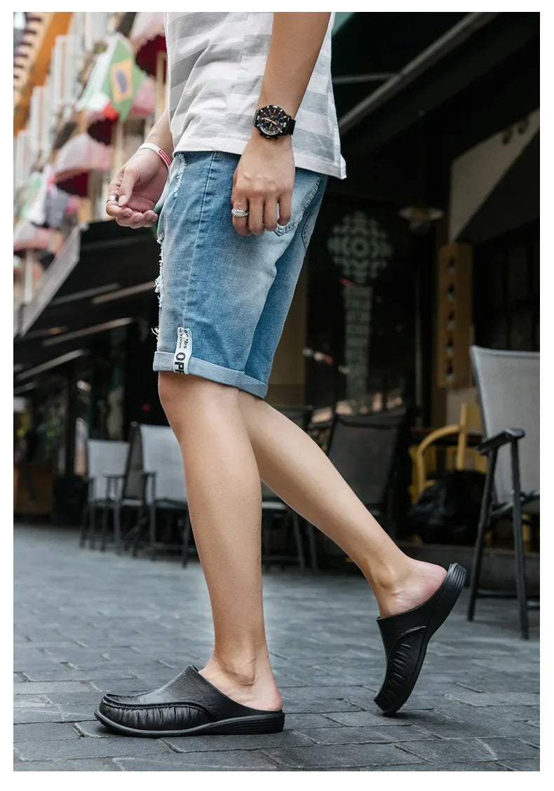 2025 Men Shoes EVA Slip on Flats Shoes Men's Slippers Men Walking Half Slipper Comfortable Soft Household Sandals
