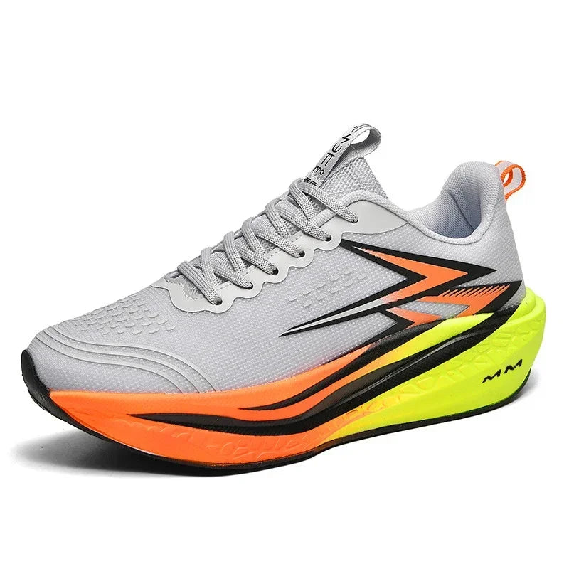 Men Women Carbon Plate Running Shoes Soft Cushion Shock Absorbing Sports Shoes Unisex Sneakers Light Anti-Slip Training Shoes
