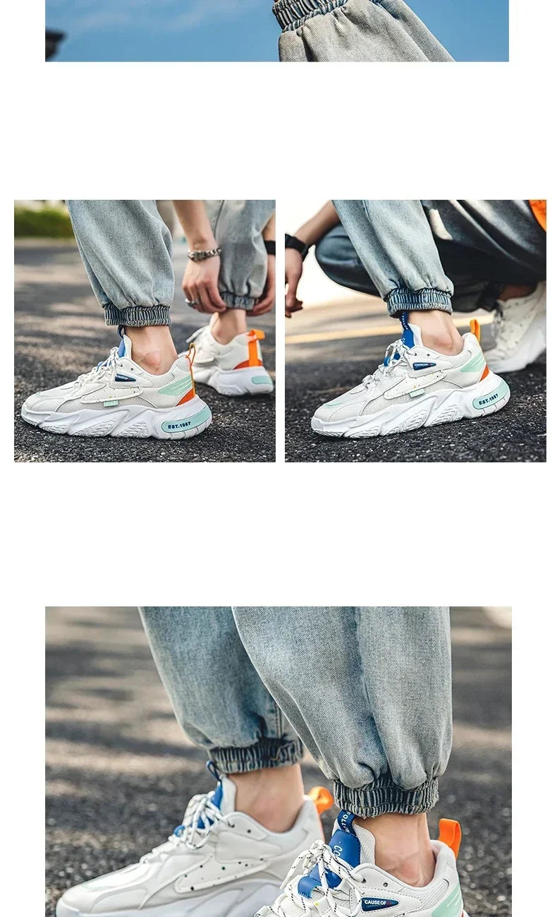 2025 Fashion and Comfortable Mesh Breathable Outsole Shoes Summer Hot Sale Mens Casual Shoes Thick Bottom Breathable Sneaker