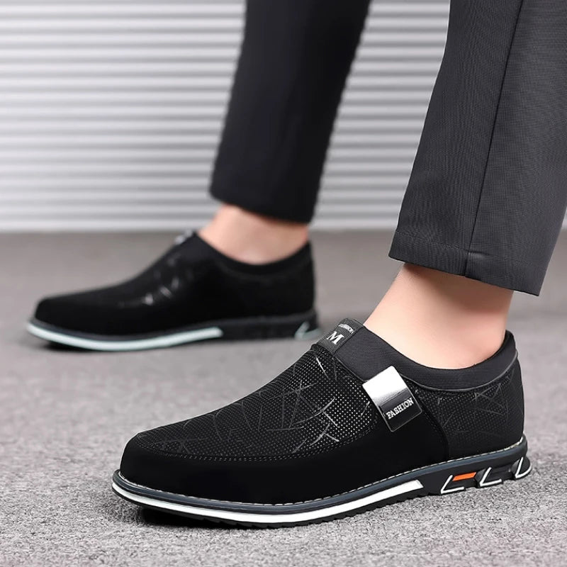 Business Men Leather Shoes for Men 2025 New Comfort Trend Flat Work Shoes Casual Moccasin Sneakers Slip on Big Size Male Loafers