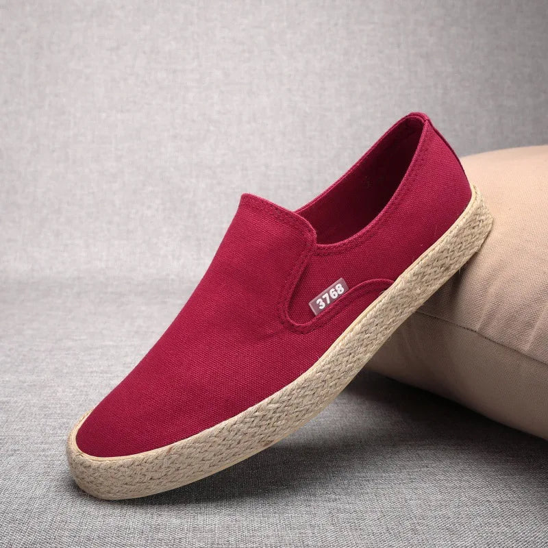 Soft Espadrilles Men Hemp Loafers Slip on Shoes Fashion Mens Shoes Casual Male Breathable Canvas Spring Rubber Sneakers Men