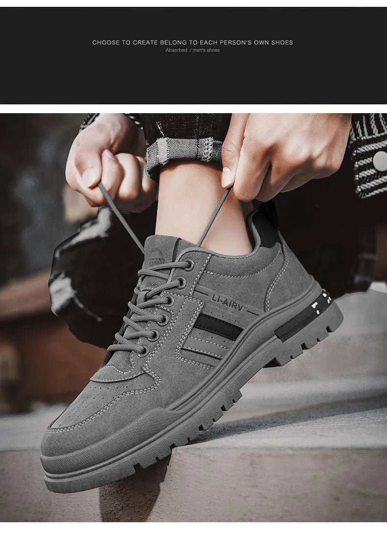 Oulylan Men's Luxury Running Shoes Breathable Skateboarding Shoes Black Thick Soled Comfortable Casual Sports Shoes Denim Boots