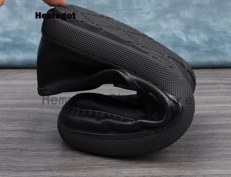 Black Leather Loafers Men Shoes Summer Soft Leather Men's Shoes Cowhide Breathable Single Shoes Handmade Casual Leather Shoes