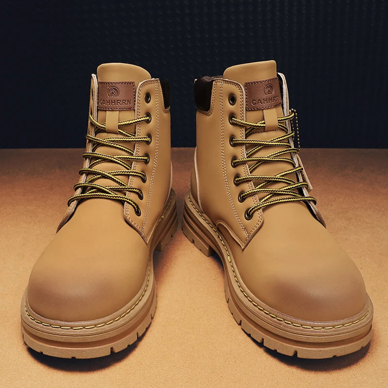 2026 Winter Ankle Boots Men's Boots Outdoor Yellow Boots Classic Design High Top Men Casual Shoes Botas Para Hombre