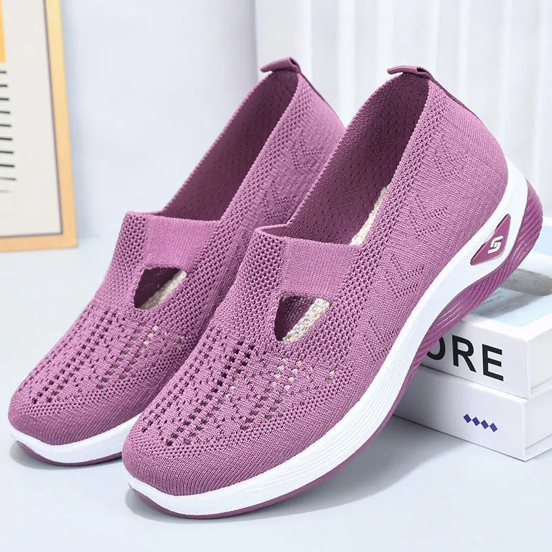 Women's New Summer Shoes Mesh Breathable Sneakers Light Slip on Flat Sandals Anti-slip Walking Woven Shoes Zapatillas De Mujer