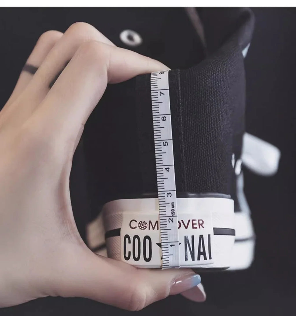 8cm High Heels Shoes Casual Canvas Shoes Platform Wedges High Top Ladies Hidden Wedge Heels Elevator Shoes