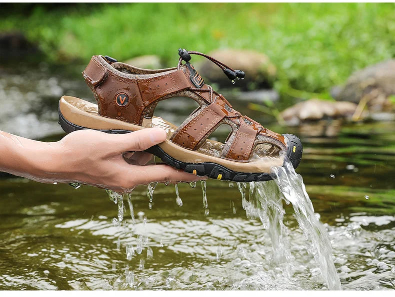 2023  Leather Men Shoes Summer New Large Size Men's Sandals Men Sandals Fashion Sandals Slippers Big Size 38-47