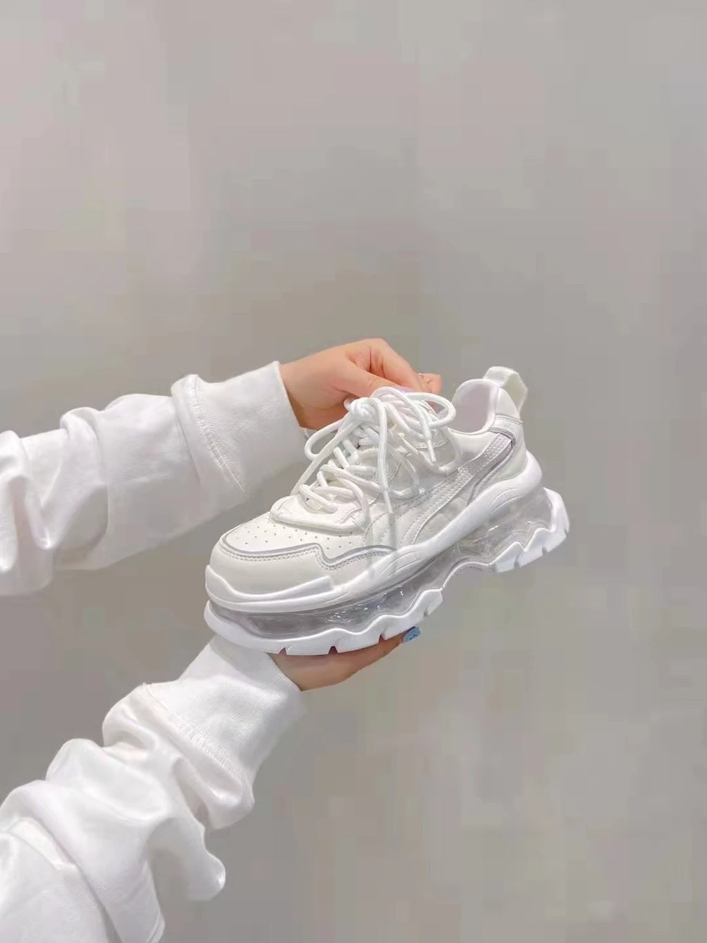Shoes Women Sneakers Fashion Sole Design Light Color Summer Chunky Luxury Casual Sports Lace-up Basic Walking Shoes