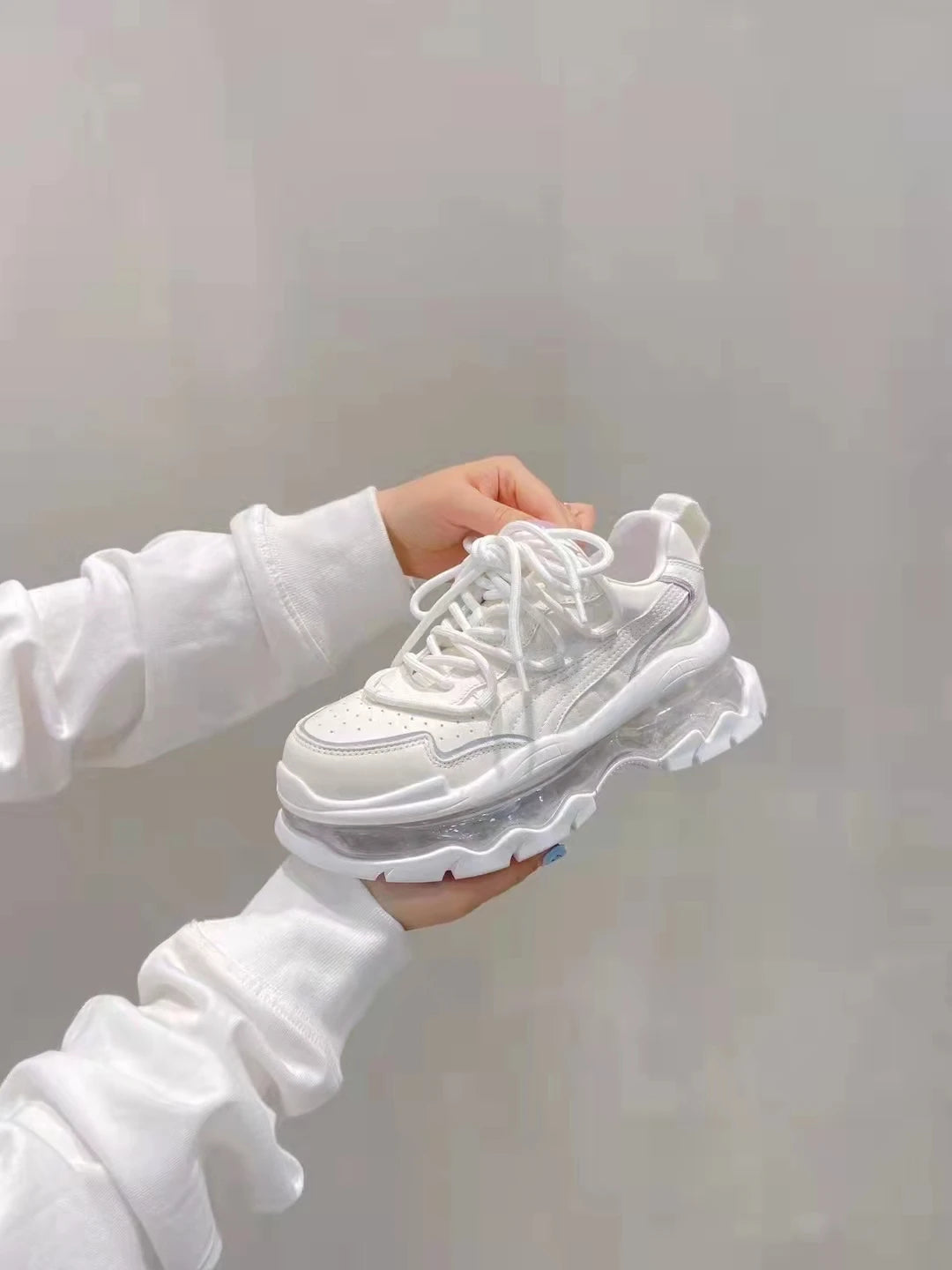 Shoes Women Sneakers Fashion Sole Design Light Color Summer Chunky Luxury Casual Sports Lace-up Basic Walking Shoes