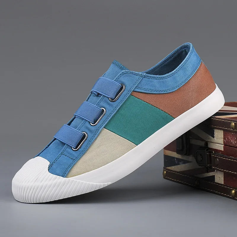 Fashion Men's Canvas Sneakers Casual Shoes Breathable Flat Buckle Loafers Shoes Summer Autumn Mens Designer Men Board Shoes