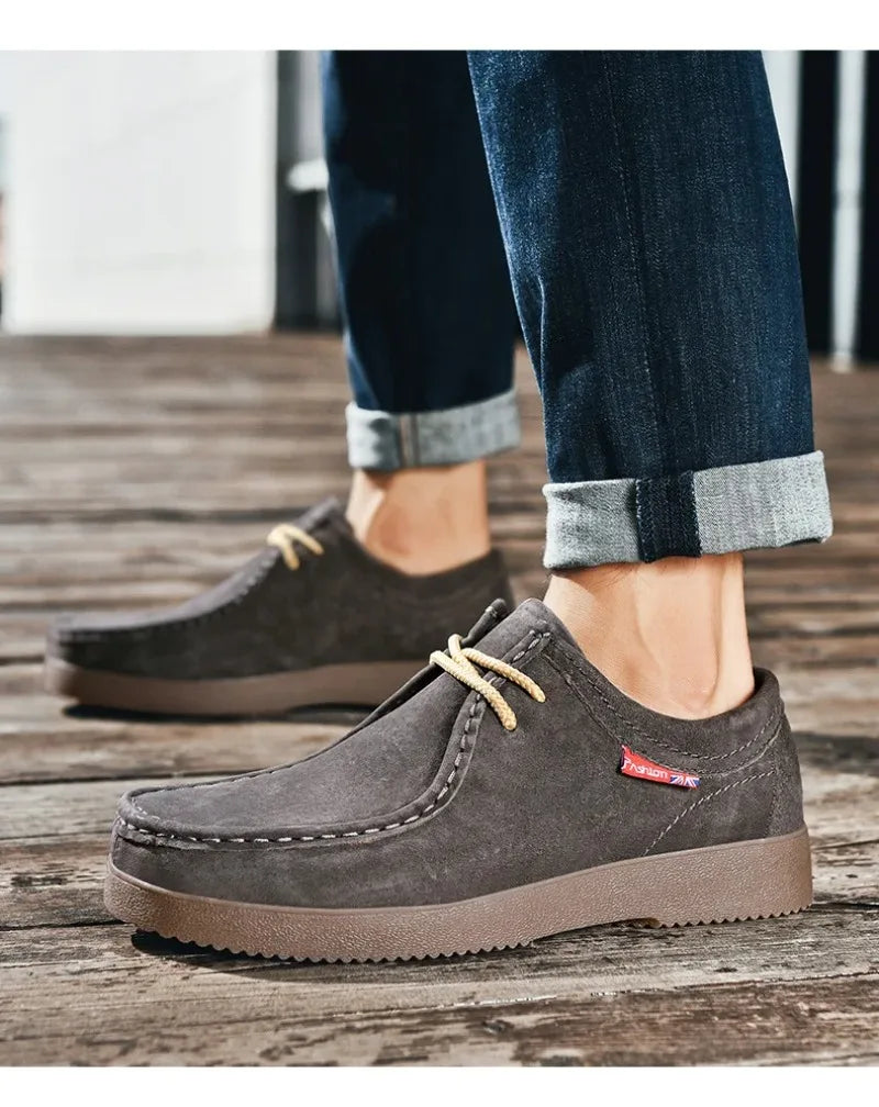 High Quality Men Casual Shoes Suede Leather Work Shoes Platform British Business Party Dress Shoes Male Lace-up Flats Sneakers