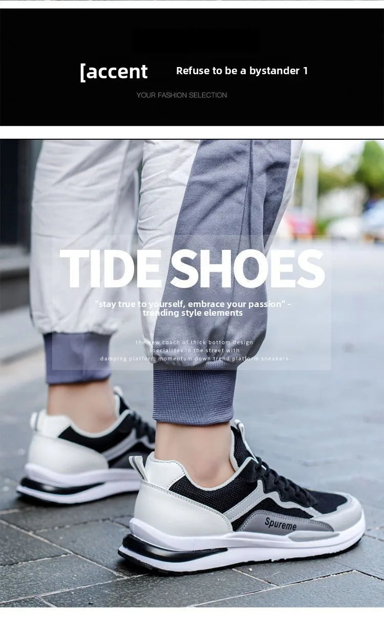New Men's Breathable Low-Top Lace-Up Casual Shoes Comfortable Sports Shoes Lightweight PU Mesh Upgraded Version Fashionable