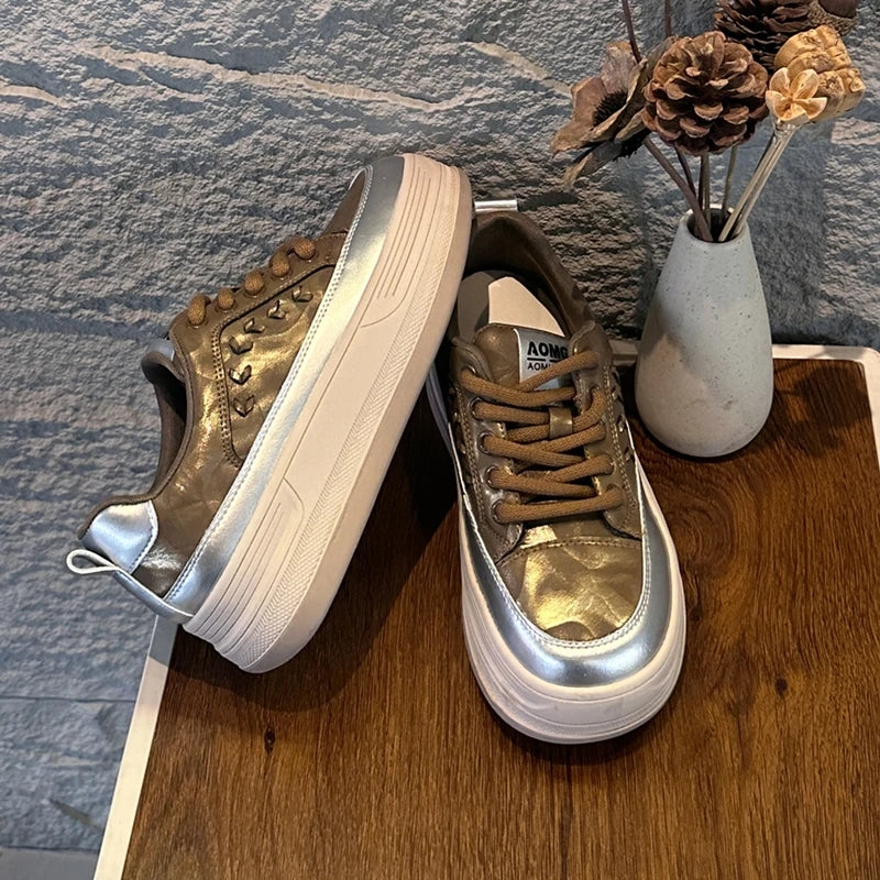 AIYUQI 2026 New Women's sneakers Shoes Flat Casual Women Skateboard Shoes Lace-Up Leopard Print female Dexterity Shoes