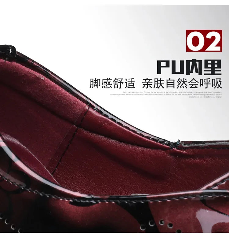 Luxury Men Oxford Shoes Retro Floral Pattern Men Dress Shoes Fashion Lace-Up Flats High Quality Business Men Party Wedding Shoes